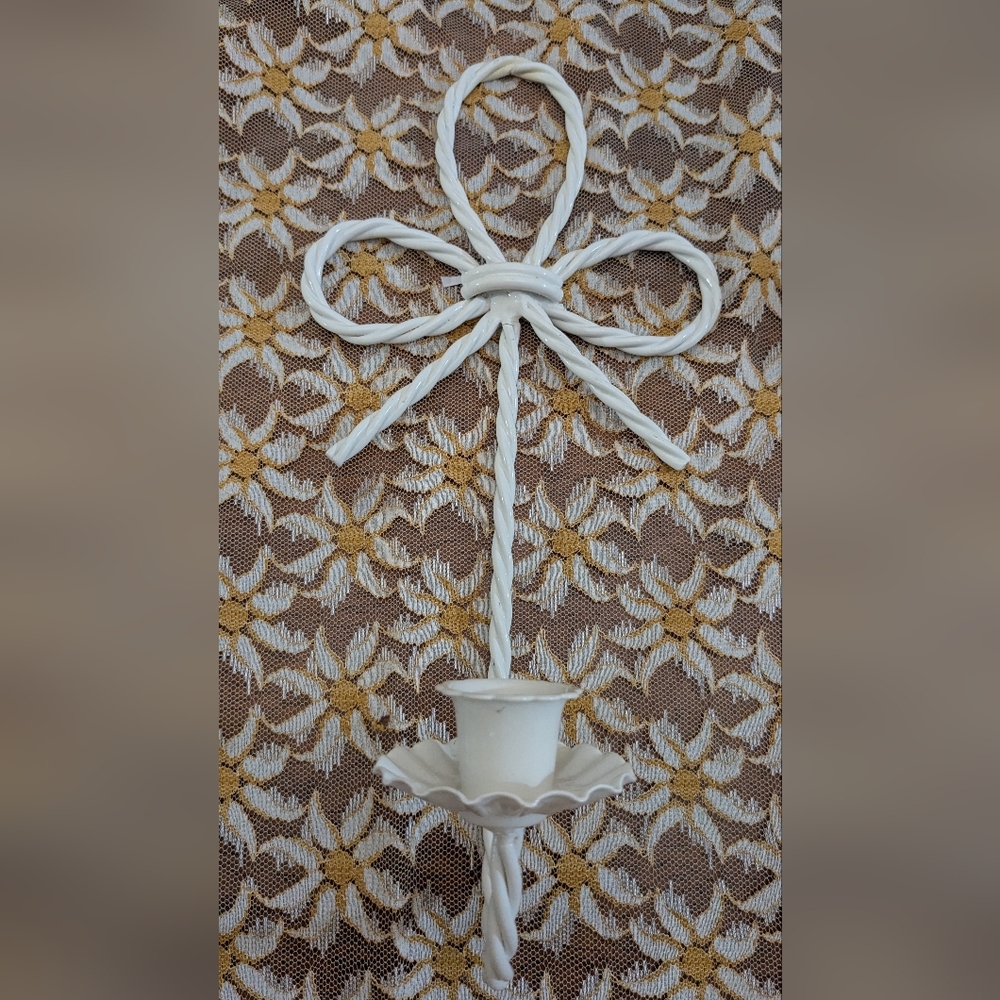 Cutecore White ribbonTwisted Metal Rope Candle Holder Wall Sconce Home interiors